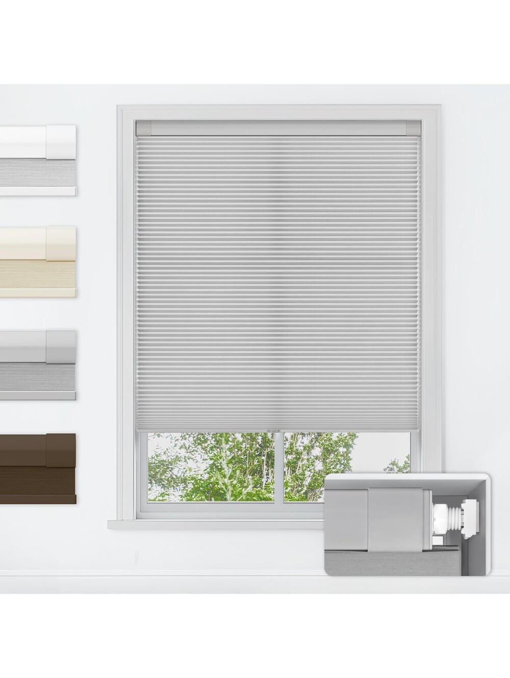 LazBlinds No Drill Cordless Cellular Shades 23x64 Grey Light Filtering Blind